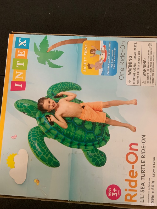 Photo 1 of INTEX Lil' Sea Turtle Inflatable Pool Float: Animal Pool Toy For Kids – 2 Heavy-Duty Handles – 88lb Weight Capacity – 59" x 50" – For Ages 3+
