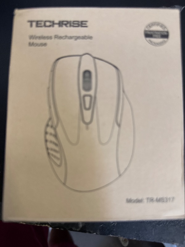 Photo 1 of TechRise Bluetooth Mouse (BT5.0/3.0 & 2.4G) Rechargeable Wireless Mouse, 4800 DPI Optical Tracking, 6 Adjustable DPI, 2.4GHz with USB A Receiver, Quiet Clicks, Ergonomic Grips, 6 Buttons - Grey