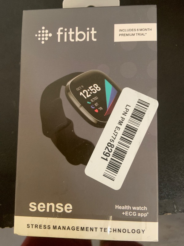 Photo 1 of Fitbit Sense Advanced Smartwatch with Tools for Heart Health, Stress Management & Skin Temperature Trends, Carbon/Graphite, One Size (S & L Bands Included)