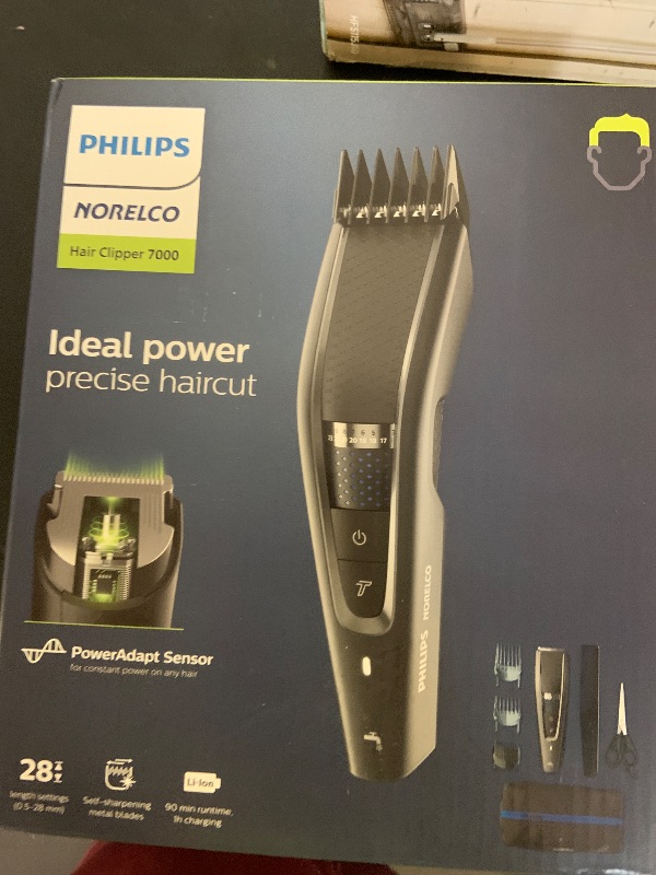 Photo 1 of Norelco Philips Hair Clipper 7000 Series, Hair and Beard Trimmer, Precision Dial, PowerAdapt Sensor, Trim-and-Flow, DualCut, DuraPower, 28 Length Settings, 90 Min. Runtime, HC7650/40