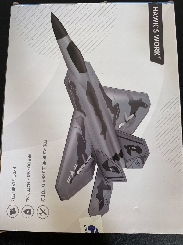 Photo 1 of HAWK'S WORK 2 CH RC Airplane, F-22 Plane Ready to Fly, 2.4GHz Remote Control, Easy to Fly RC Glider for Kids & Beginners