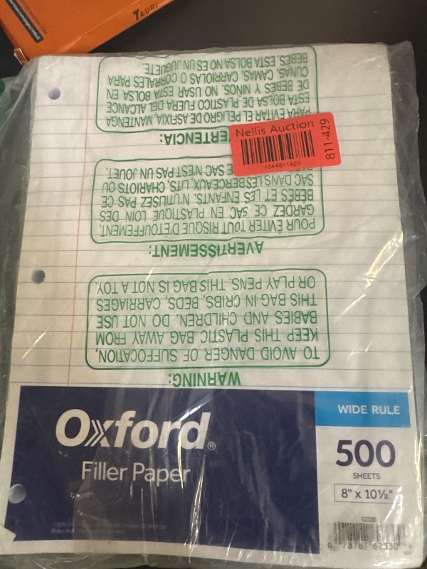 Photo 1 of Oxford Filler Paper, 8 x 10-1/2 Inch Wide Ruled Paper, 3 Hole Punch, Loose Leaf Notebook Paper for 3 Ring Binders, 500 sheets (62330), white