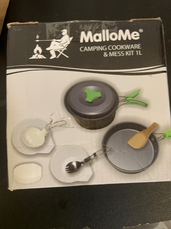 Photo 1 of MalloMe Camping Cookware Mess Kit for Backpacking Gear – Camping Cooking Set - Camping's Pots and Pans Set - Backpacking Stove/Portable Stove Compatible - Camp Kitchen Equipment Accessories 1L Pot