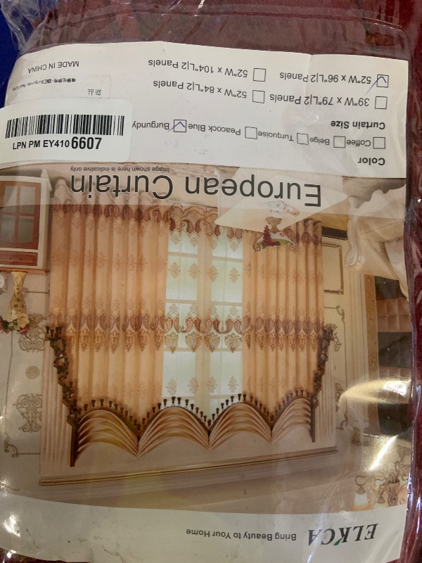 Photo 1 of ELKCA Burgundy Red Chenille Curtain with Embroidered Pattern Festival European Curtains for Living Room Holiday Curtains,Grommet Top (52" W x 96" L,Pack of 2)