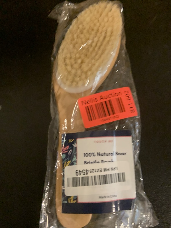 Photo 1 of 100% Natural Boar Bristle Body Brush with Contoured Wooden Handle by TOUCH ME