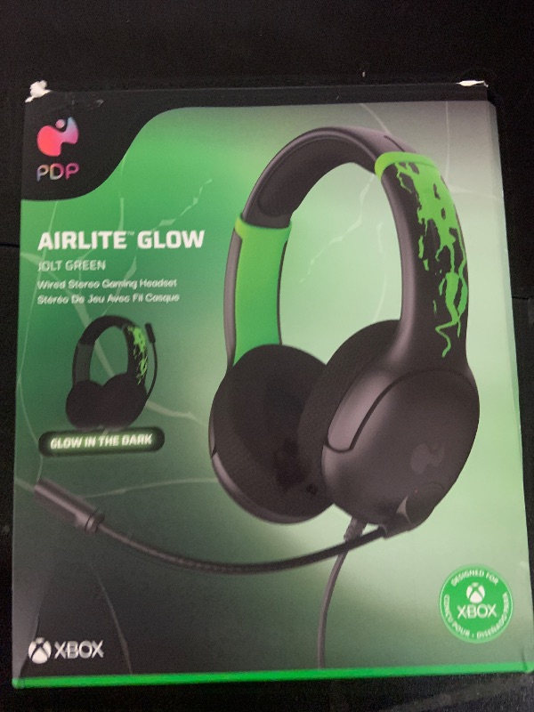 Photo 1 of PDP AIRLITE GLOW Wired Headset: Jolt Green For Xbox Series X|S, Xbox One, & Windows 10/11 PC