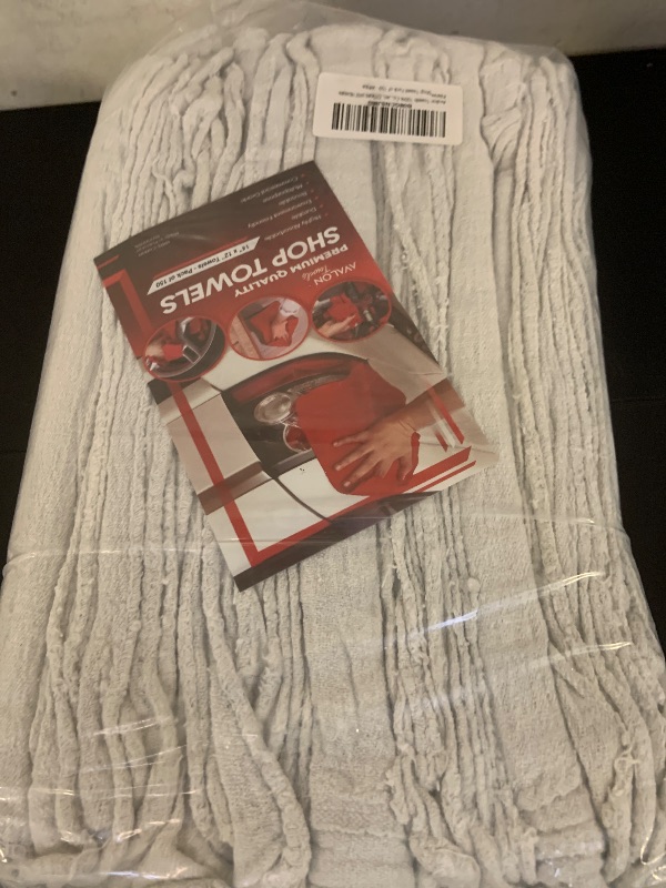 Photo 1 of Avalon Towels Cotton Shop Rags – (Pack of 150) Size 12x14 Inches Cleaning Rags – Absorbent Shop Towels and Multipurpose Cleaning Towels for Automobiles, Industries, Garage and Homes (White)