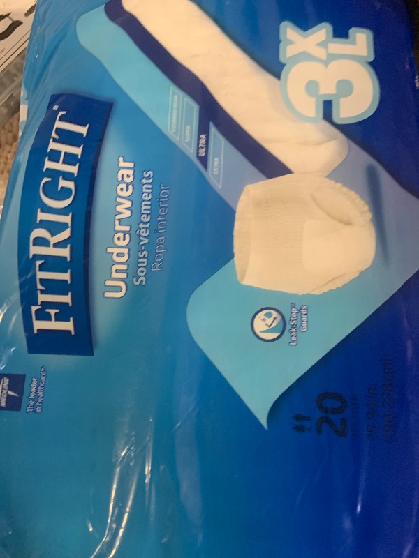 Photo 1 of FitRight Adult Incontinence Underwear, Heavy Absorbency, 3X-Large, 75"-94" Waist (20 Count)