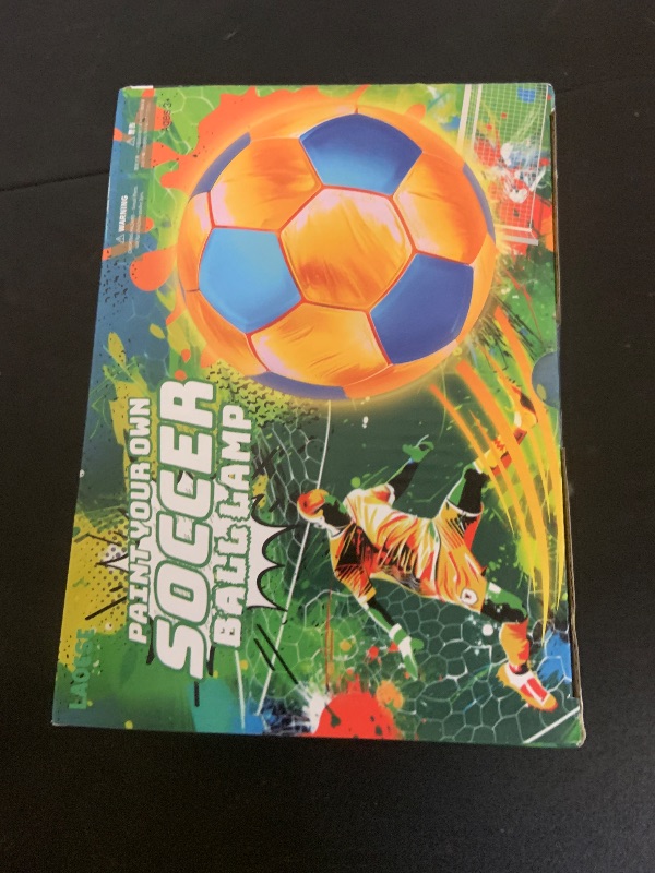 Photo 1 of LAOESE Paint Your Own Soccer Ball Lamp Kit, DIY 3D Night Light with Soccer Stickers & Wooden Stand, Art Supplies Creativity Arts & Crafts Kit for Kids, Birthday Gifts for Boys