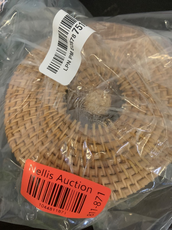 Photo 1 of MAGICLULU 1pc Natural Rattan Round Woven Storage Basket with Lid for Home, Kitchen, Desk