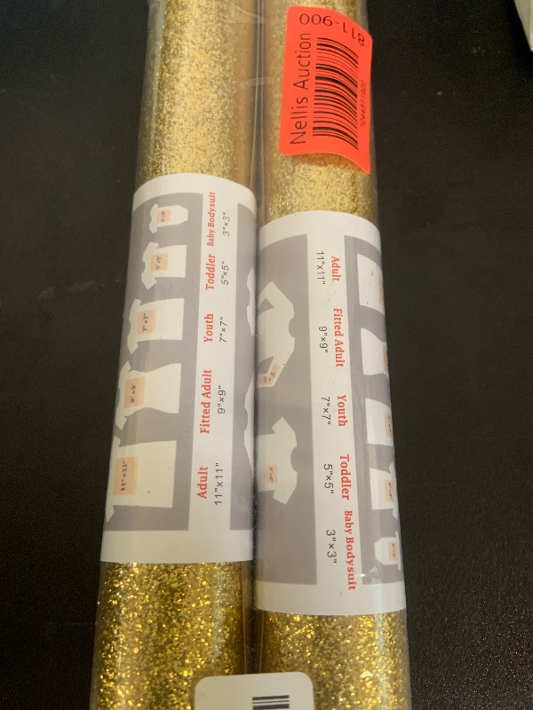 Photo 1 of TORC Gold Glitter HTV Heat Transfer Vinyl 2 Rolls Iron on Vinyl for T Shirts Crafts 12 inch x 5 ft
