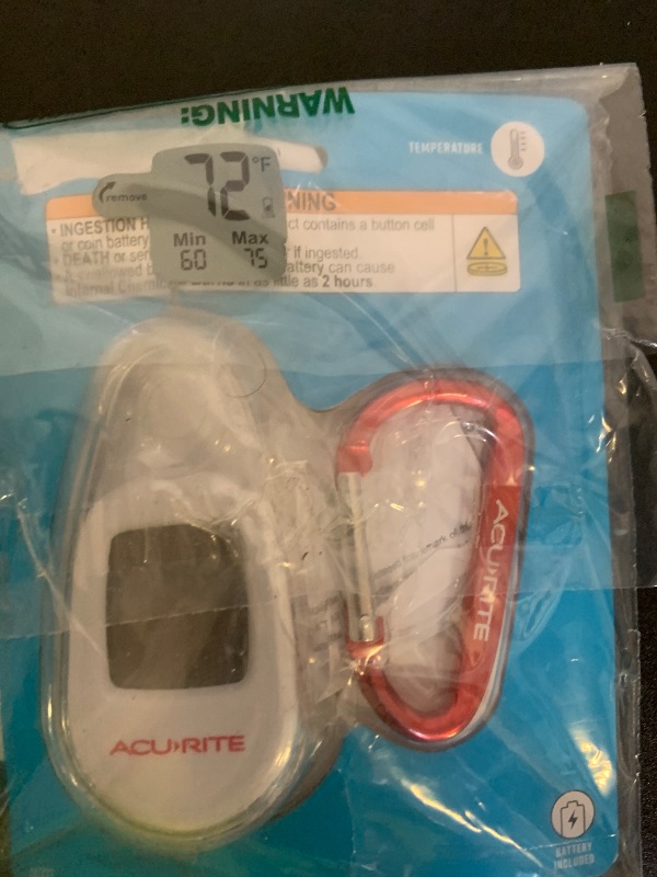 Photo 1 of AcuRite Portable Digital Thermometer for Indoor or Outdoor Temperature with Carabiner Clip (00333)