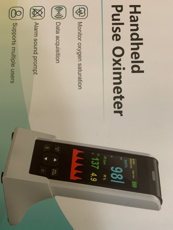 Photo 1 of HealthTree Infant Handheld Pulse Oximeter Oxygen Monitor Fingertip for Adult Baby, Rechargeable Oximeter with Overnight Continuous, Alarm