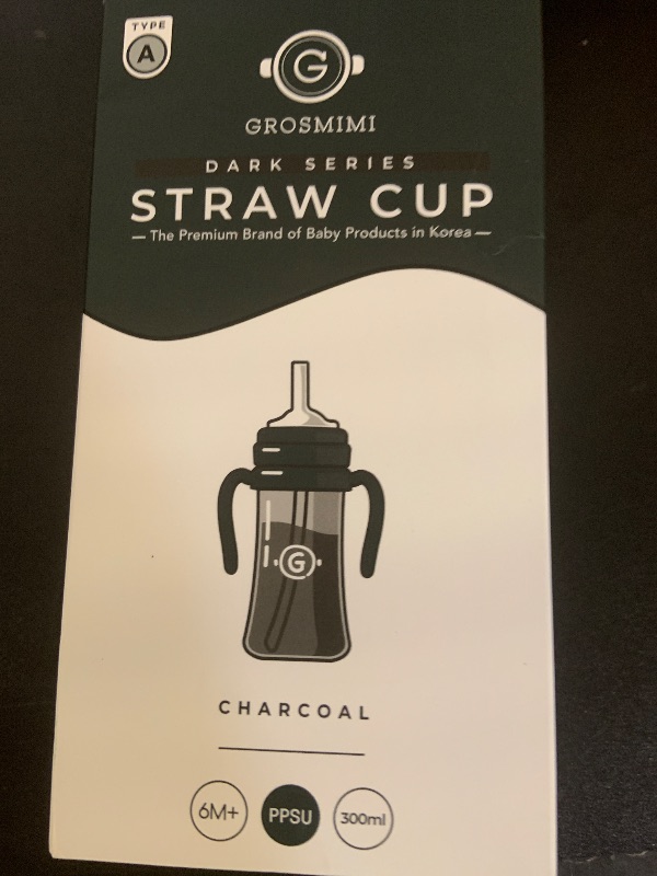 Photo 1 of GROSMIMI Spill Proof no Spill Magic Sippy Cup with Straw with Handle for Baby and Toddlers, Customizable, PPSU, BPA Free 10 oz (Charcoal)