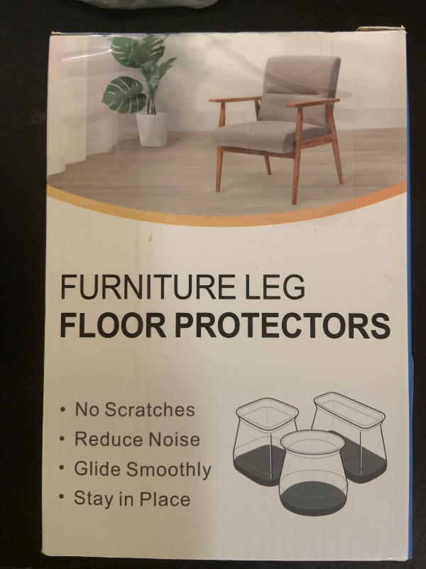 Photo 1 of 24 Pcs Chair Leg Floor Protectors Square, Silicone Felt Furniture Leg Pads Caps Covers for Hardwood Floors (Fit:3/4" to 1")