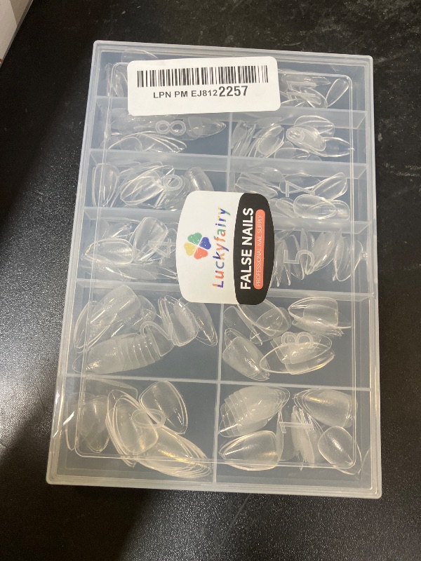 Photo 1 of Short Almond Nail Tips, 240pcs Soft Nail Gel Tips Pre-Shaped Acrylic Fake Nails, Half Matte Full Cover Clear Gelly Press on Flase Nail Tips for Extension Nail Manicure Home DIY 12 Sizes Gelly Tips