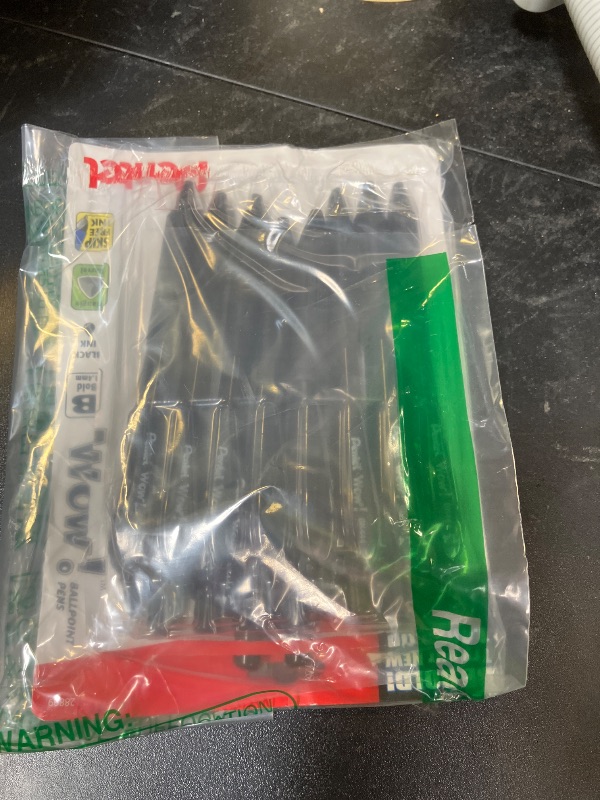 Photo 1 of Pentel Wow! Retractable Ballpoint Pen, (1.4mm), Bold Line, Black Ink, Pack of 8 (BK444BP8A)