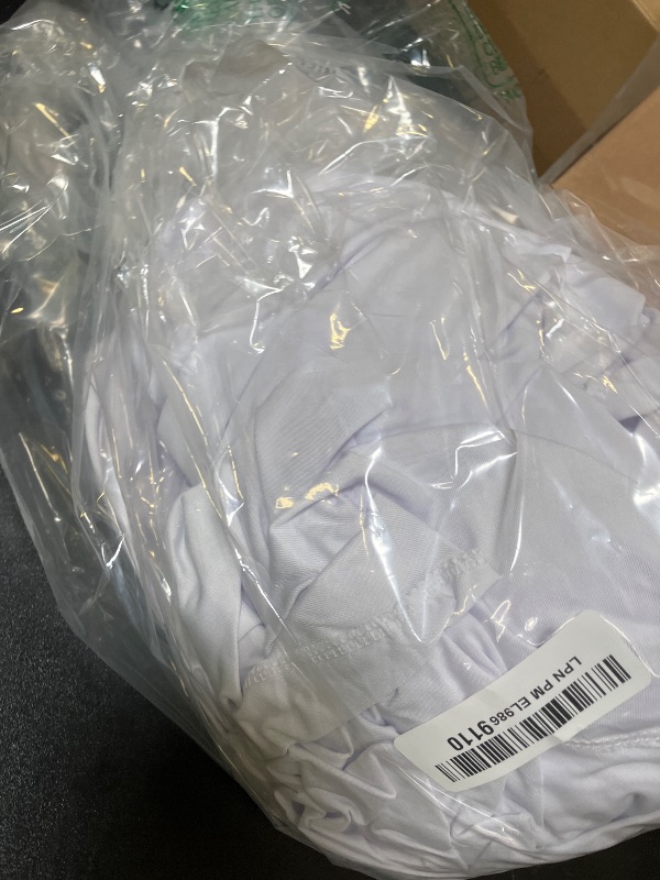 Photo 1 of BDDC Table Skirts for Rectangle Tables 6ft - One-Piece White Tablecloths and Skirt, Wrinkle Resistant Ruffles Elastic Cover for Banquets, Weddings, Events, Parties