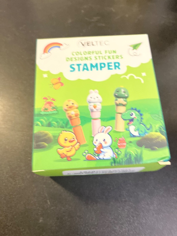 Photo 1 of Veltec Colorful Fun Stickers Stamper, Activity Pad, 100 Stickers and Stamper, Arts and Crafts Fidget Toy Collectible Character - Creative Play Travel Toy for Boys and Girls 3+ (Dinosaur)