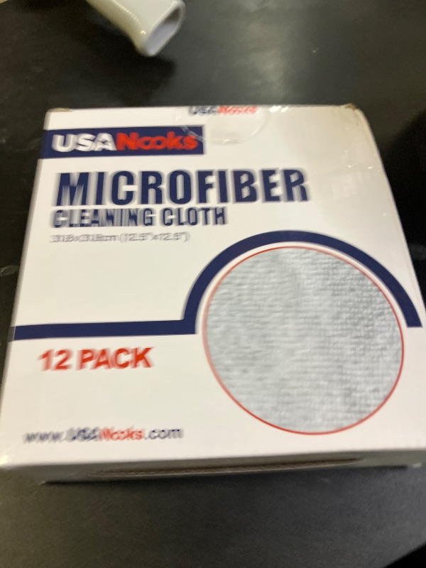 Photo 1 of USANOOKS Microfiber Cleaning Cloth - White - 12Pcs (12.5x12.5 inch) High Performance - 1200 Washes, Ultra Absorbent Car Towel Traps Grime & Liquid for Streak-Free Mirror Shine - Car Washing Cloth