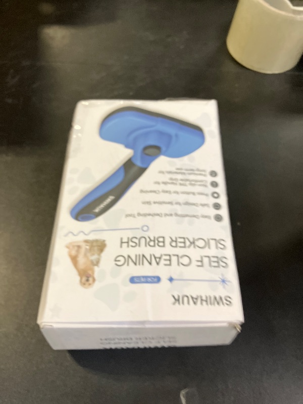 Photo 1 of Swihauk Self Cleaning Slicker Brush - Skin Friendly Deshedding Grooming Tool for Dogs & Cats, Suitable for Shedding & Haired Pets, with Pet Supplies Accessories, Blue