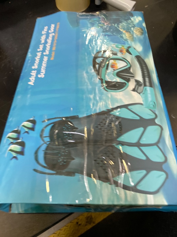 Photo 1 of Ubekezele Snorkeling Gear for Adults Men Women,4 in 1 Snorkel Set with Panoramic View Diving Mask Anti-Fog Anti-Leak,Dry Top Snorkel,Fins and Travel Bag for Swimming,Snorkeling and Travel Diving