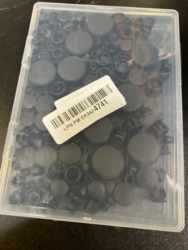 Photo 1 of Plastic Hole Plugs, 180pcs Black Panel Knockout Locking Plugs, Round Drill Screw Hole Plugs Covers for Kitchen Cabinet Furniture Insert End Caps, 1" 3/4" 1/2" 3/8" 5/16" 1/4" 1/5"