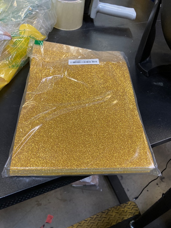 Photo 1 of 10 Sheets Glitter Foam Sheets for Crafts, A4 Cardstock Paper Sparkles Self Adhesive Sticky Paper for Children Father's Day Decor Table Decorations, Scrapbook Gift DIY Cutters Card (Light Gold)