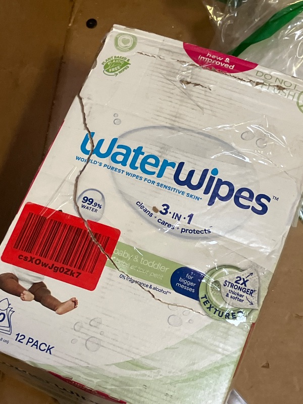 Photo 1 of WaterWipes Sensitive+ Baby & Toddler Wipes, 3-In-1 Cleans, Cares, Protects, 99.9% Water, Textured Clean, Unscented & Hypoallergenic, 720 Count (12 Packs)