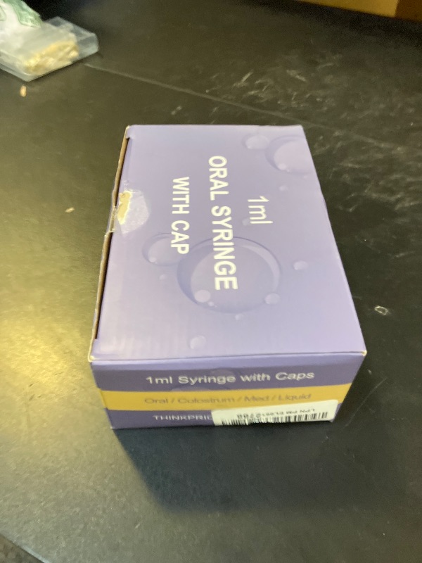 Photo 1 of 50 Pcs 1ml Syringes with Caps Oral Dispenser Individually Sterile Warpped for Medicine Dropper, Colostrum Collect Feeding Pets, Liquid