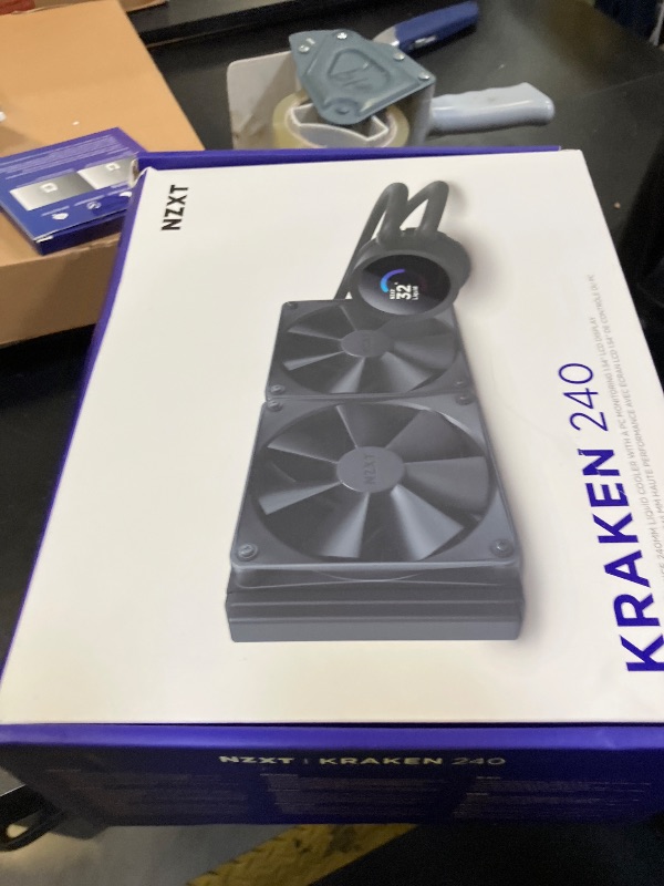 Photo 1 of NZXT Kraken 240 - RL-KN-240-B1-240mm AIO CPU Liquid Cooler - Customizable 1.54" Square LCD Display for Images, Performance Metrics and More - High-Performance Pump - 2 x F120P Fans - Black