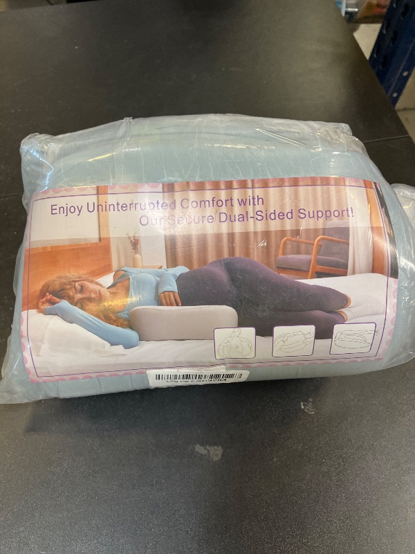 Photo 1 of Memory Foam Pregnancy Wedge Pillows for Sleeping, Upgraded Maternity Pillow for Side Sleeper, Pregnancy Body Pillow for Pregnant Women Support for Back, Belly, HIPS, Detachable Pillow Cover (Blue)