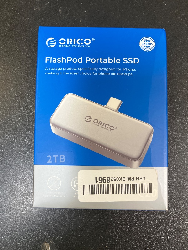 Photo 1 of ORICO FlashPod 2TB Portable SSD Up to 2000MB/s, Direct Plug Design, High-Speed External SSD with USB 3.2 Gen2x2 20Gbps Interface, Reliable Storage for iPhone 16 Series, Tablets, Laptops - S20