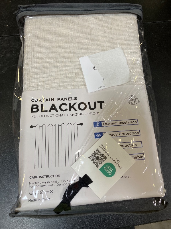 Photo 1 of 100% Blackout Shield Linen Blackout Curtains for Bedroom 84 Inches Long, Back Tab/Rod Pocket Living Room Drapes, Thermal Insulated Blackout Curtains 2 Panels Set, 50" W x 84" L, Cream