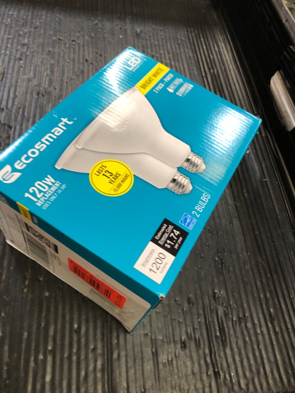 Photo 1 of EcoSmart 120-Watt Equivalent PAR38 Dimmable Energy Star Flood LED Light Bulb Bright White (2-Pack)