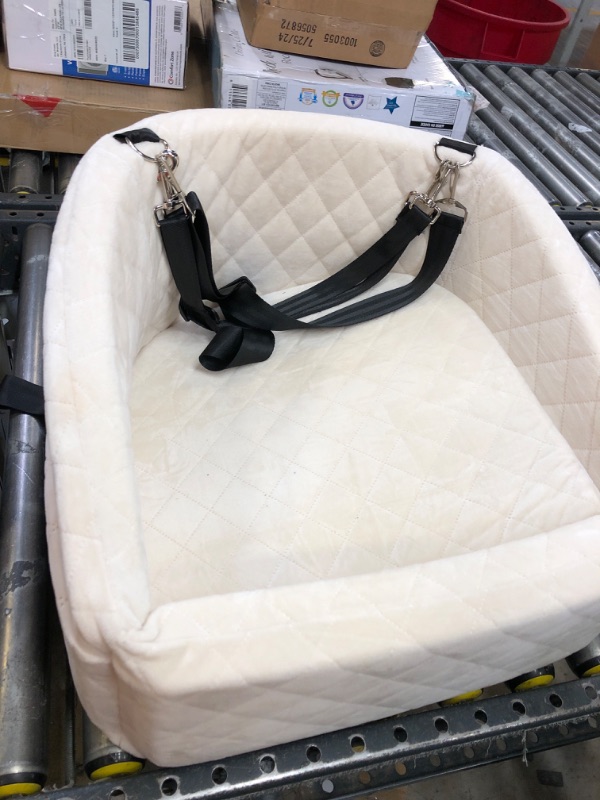 Photo 1 of NEEZUKAR Dog Car Seat for Small Medium Dogs,Detachable Washable Dog Booster Seat Under 30lbs, Pet Car Seat Travel Bed with Storage Pockets and Dog Safety Belt (White)