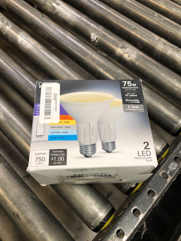 Photo 1 of Feit Electric PAR30 LED Light Bulb, 75W Equivalent, Dimmable, Color Selectable 6-Way, 5CCT, E26 Medium Base, 90 CRI, 750 Lumens, Damp Rated Flood Light Bulb, 22-Year Lifetime, PAR30DM/6WYCA/2, 2 Pack
