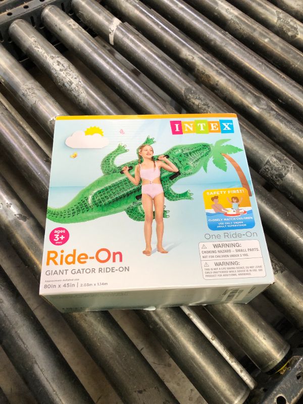 Photo 1 of INTEX Giant Gator Inflatable Pool Float: Animal Pool Toy for Kids – 2 Heavy-Duty Handles – 176lb Weight Capacity – 80" x 45" – for Ages 3+