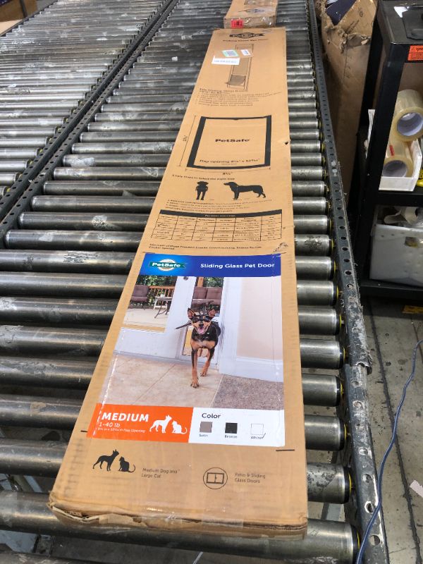 Photo 1 of PetSafe Doggy Door for Sliding Glass Doors, Adjustable Height 75 7/8" to 81", No-Cut DIY Install, Aluminum Panel, Ideal for Renters, for Medium Dogs Up to 40 lb., (White, Medium)