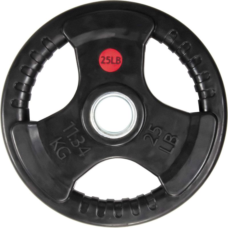 Photo 1 of BalanceFrom Rubber Coated Cast Iron Plate Weight Plate for Strength Training and Weightlifting, Olympic or Standard