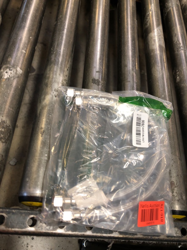 Photo 1 of Vataler Faucet Line Connector Braided 304 Stainless Steel Supply Hose 1/2" I.P. Female Thread to 1/2" I.P. Female Straight Thread Faucet Hose Replacement (One Pair)