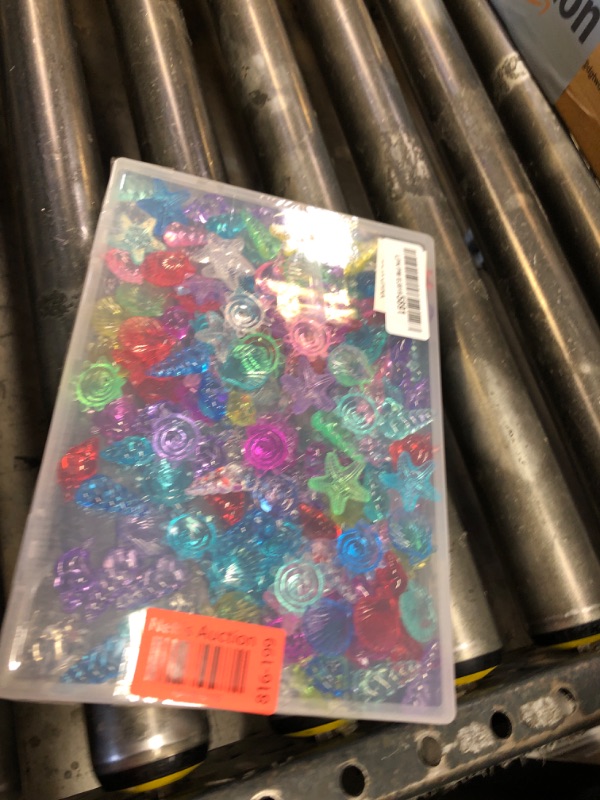 Photo 1 of Prehalpty 150 Pcs Sea Shells Ocean Sensory Bin Fillers, 10 Color 5 Shapes Plastic Seashells for Decorating, Mermaid Party Favors, Diving Gems Pool Toys, Beach Theme Decor, Vase Filler (1"-1.2")