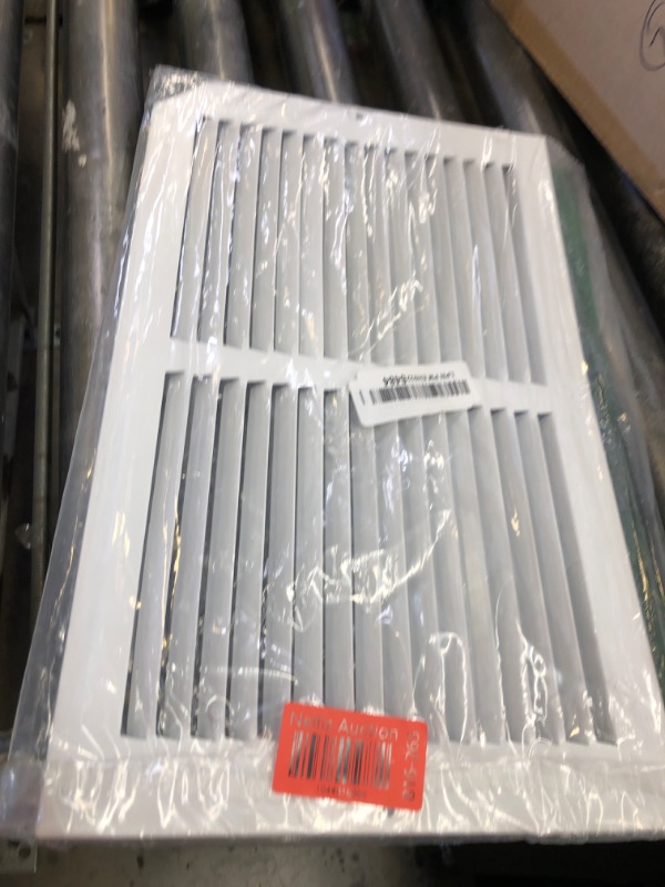 Photo 1 of HVAC Premium 12" X 10" [Duct Opening] 2-Way-Vertical AIR Supply Grille - Vent Cover & Diffuser - Flat Stamped Face - White [Outer Dimensions: 13.75"w X 11.75"h]