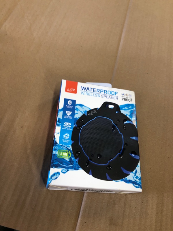 Photo 1 of iLive Electronics Waterproof Wireless Speaker, Includes Detachable Carabiner Clip and Micro-USB to USB Cable, Black/Blue (iSBW157BU)