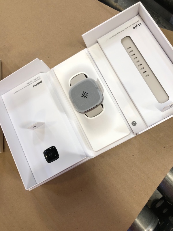 Photo 1 of Fitbit Sense 2 Advanced Health and Fitness Smartwatch with Tools to Manage Stress and Sleep, ECG App, SpO2, 24/7 Heart Rate and GPS, Lunar White/Platinum, One Size (S & L Bands Included)