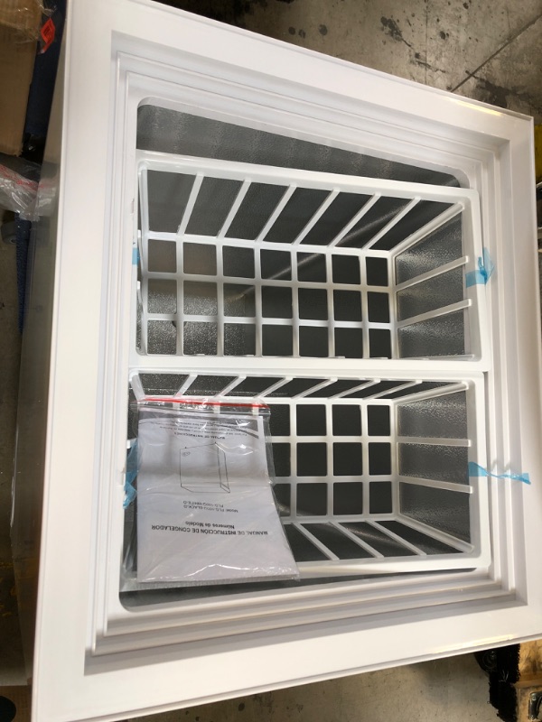 Photo 1 of 5.0 Cu.Ft Chest Freezer with Removable Basket, Deep Freezer with 6 Adjustable Temperature & Removable Baskets, Top Open Door Compact Freezer for Home, Apartments, White