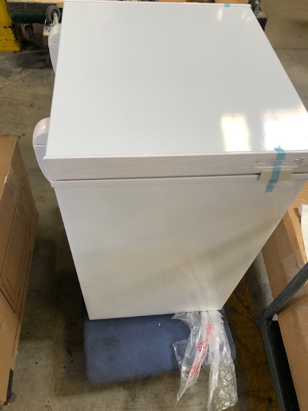 Photo 1 of 5.0 Cu.Ft Chest Freezer with Removable Basket, Deep Freezer with 6 Adjustable Temperature & Removable Baskets, Top Open Door Compact Freezer for Home, Apartments, White