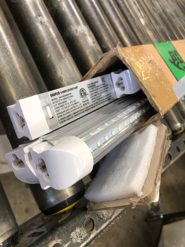 Photo 1 of (Pack of 4) Linkable LED Utility Shop Lights for Garage, 6FT, 60W, LED Tube Ceiling Light T8 Integrated Single Fixture, 6000K, 8000LM Daylight V Shape, Basement, Offices, Clear Lens, Plug and Play