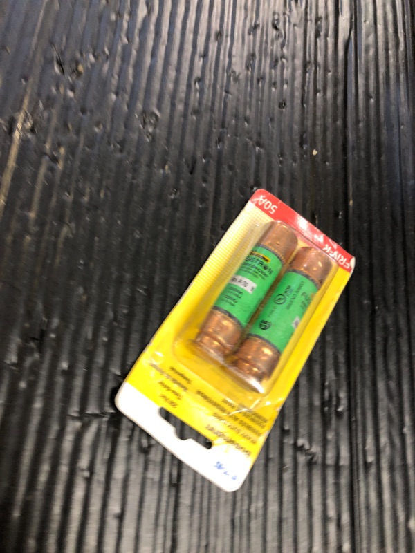 Photo 1 of Bussmann BP/FRN-R-50 50 Amp Fusetron Dual Element Time-Delay Current Limiting Class RK5 Fuse, 250V Carded UL Listed, 2-Pack