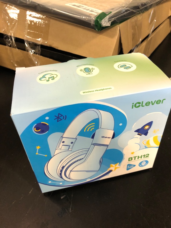Photo 1 of iClever BTH12 Kids Bluetooth Headphones,Colorful LED Lights,74/85dBA Safe Volume,85H Playtime,Fast Charging,Bluetooth 5.2,Over Ear Kids Headphones Wireles for iPad/Tablet/Airplane,Gradient Blue
